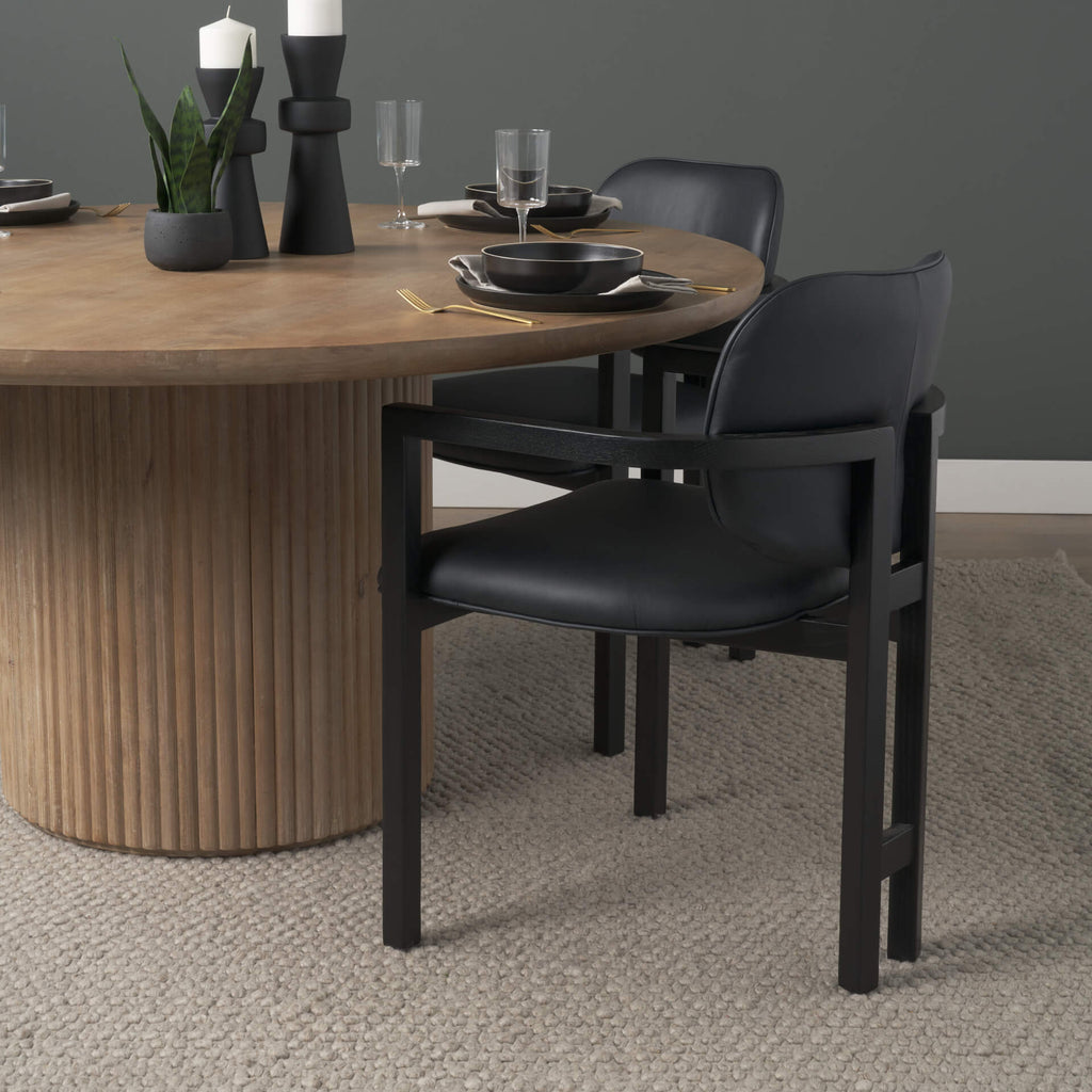 MERCANA CARLISLE BLACK LEATHER DINING ARMCHAIR 71257