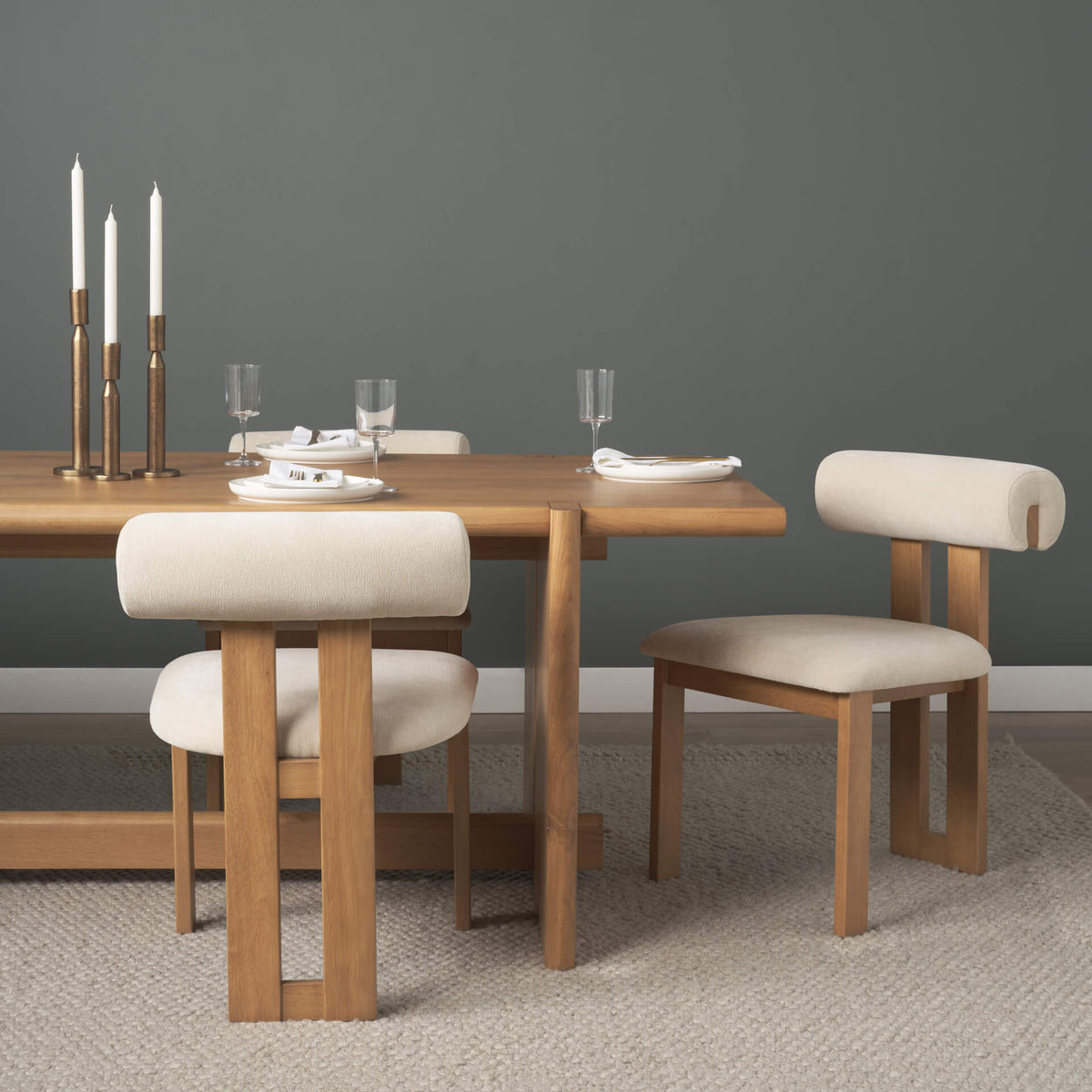 MERCANA TRIBECA CREAM CHENILLE TRIPOD DINING CHAIR SET OF TWO 71259