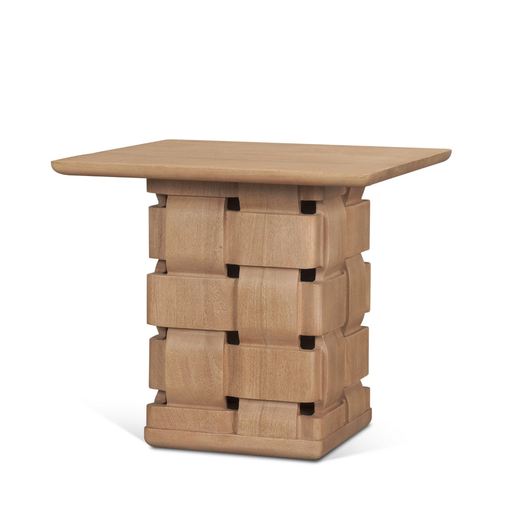 MERCANA TRELLYN LIGHT BROWN WOVEN BASE ACCENT TABLE 71295