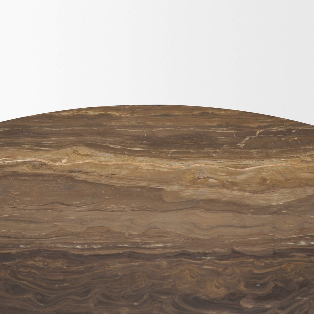 MERCANA ALLYSON 42" MARBLE TOP DINING TABLE DARK BROWN 71136-AB