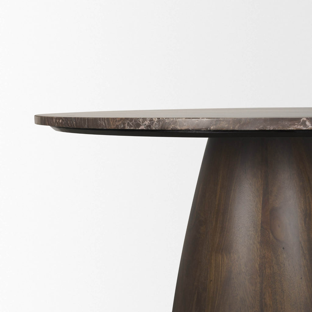 MERCANA ALLYSON 54" MARBLE TOP DINING TABLE DARK BROWN 71137-AB