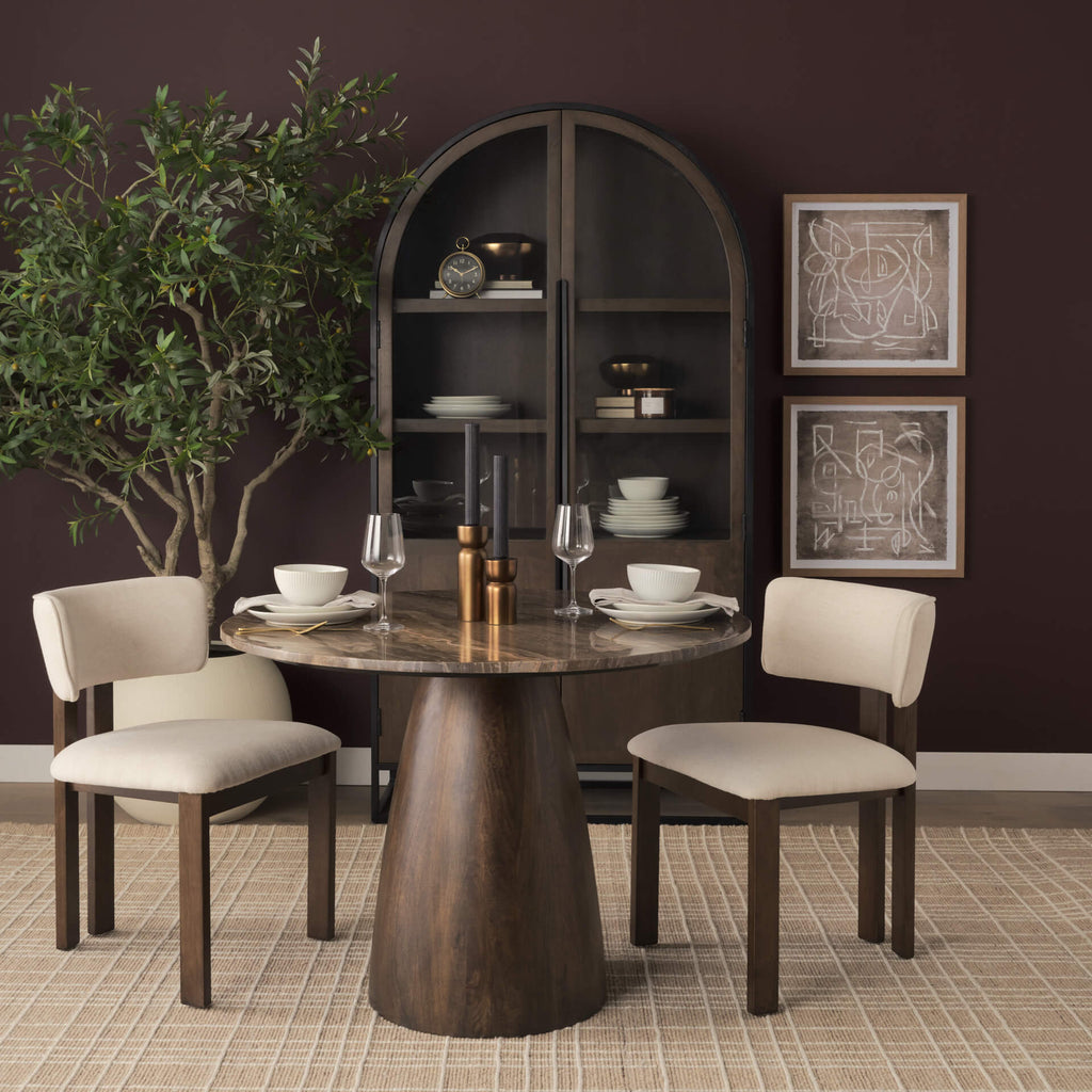 MERCANA ALLYSON 42" MARBLE TOP DINING TABLE DARK BROWN 71136-AB