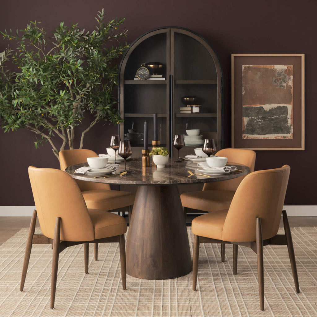 MERCANA ABBIE DINING SIDE CHAIR TAN LEATHER SET OF TWO 71248
