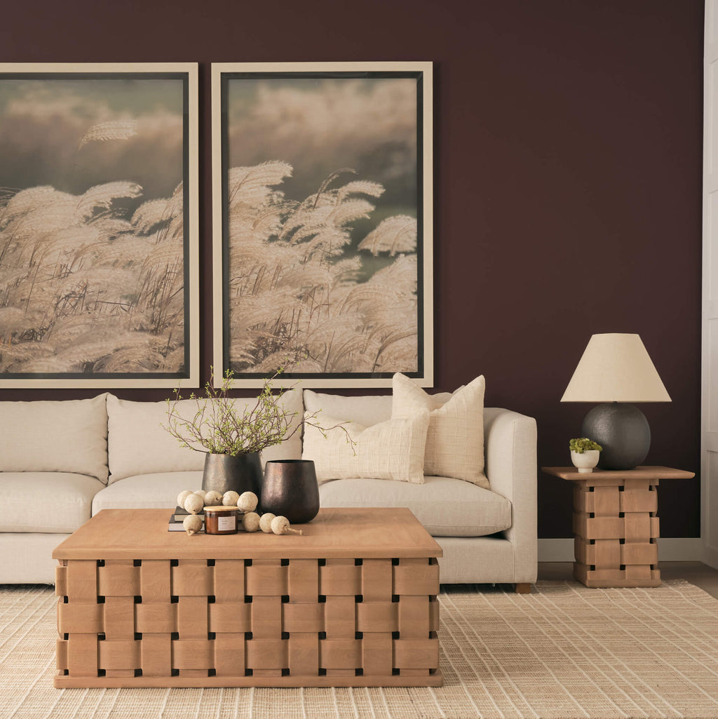 MERCANA TRELLYN LIGHT BROWN WOVEN BASE COFFEE TABLE 71297