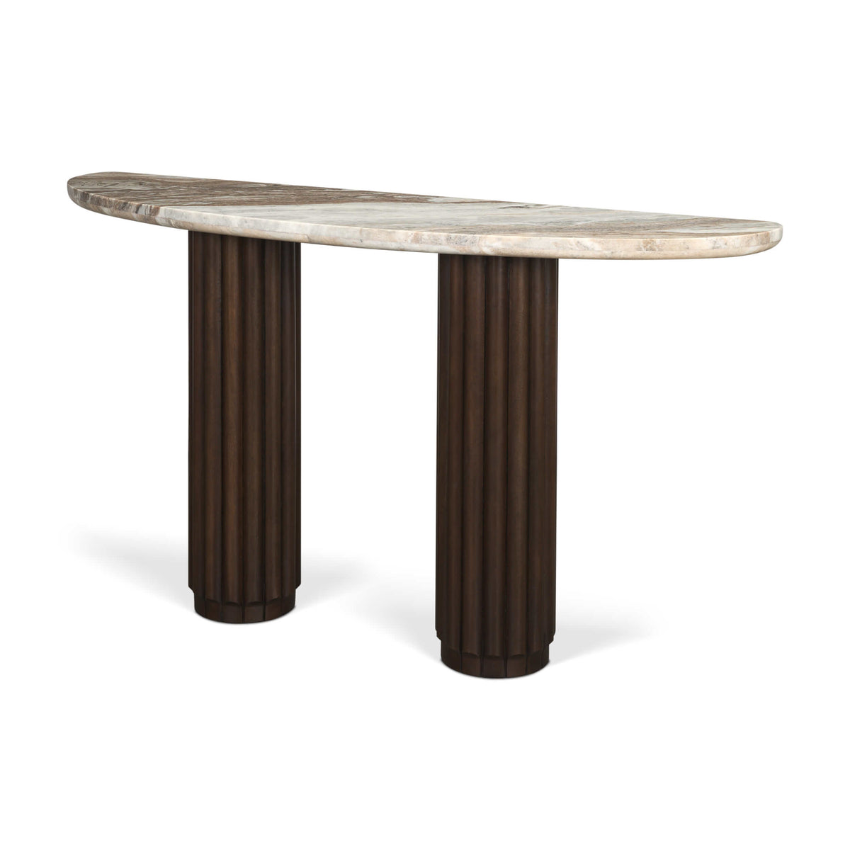 MERCANA MARBRELLO PINK MARBLE FLUTED WOOD CONSOLE TABLE  71287-AB