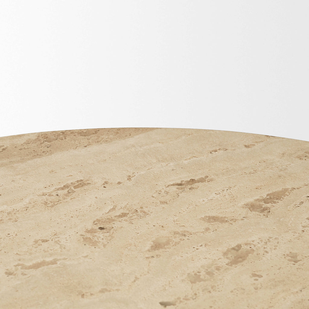 MERCANA ALLYSON 42" TRAVERTINE TOP DINING TABLE LIGHT BROWN 71353-AB