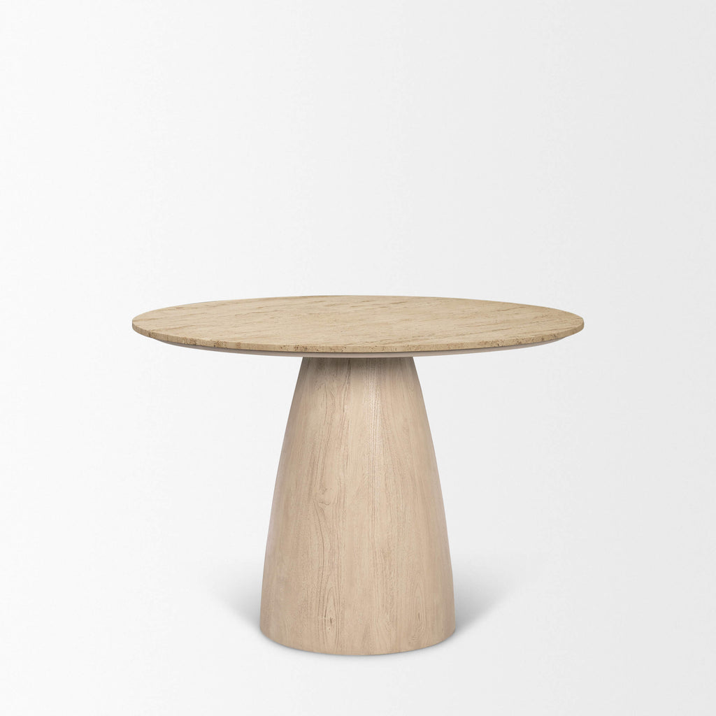 MERCANA ALLYSON 42" TRAVERTINE TOP DINING TABLE LIGHT BROWN 71353-AB