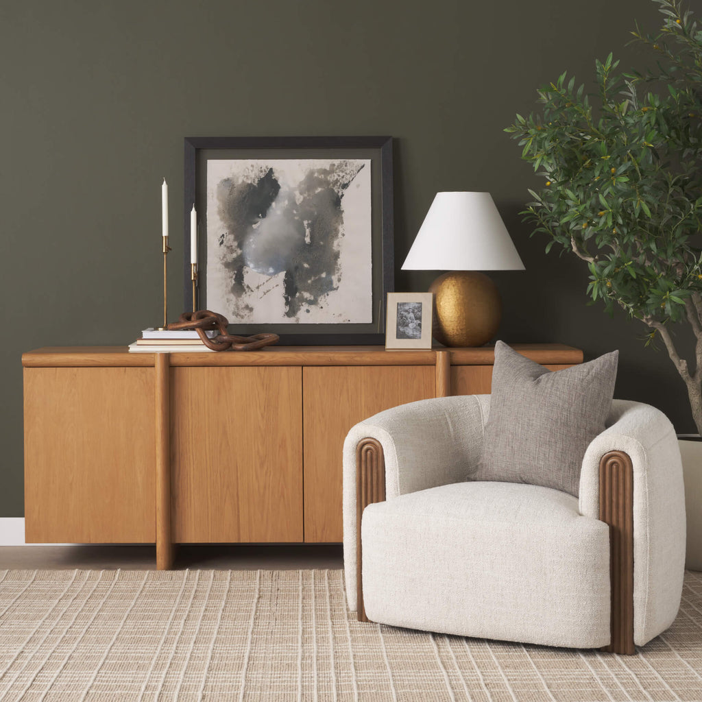 MERCANA KORNELIA OATMEAL BARREL ACCENT CHAIR 71199