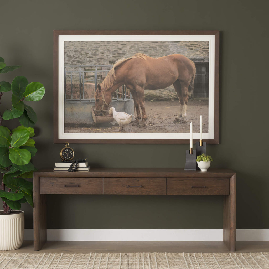 MERCANA BELFORD DARK BROWN OAK CONSOLE TABLE 71234