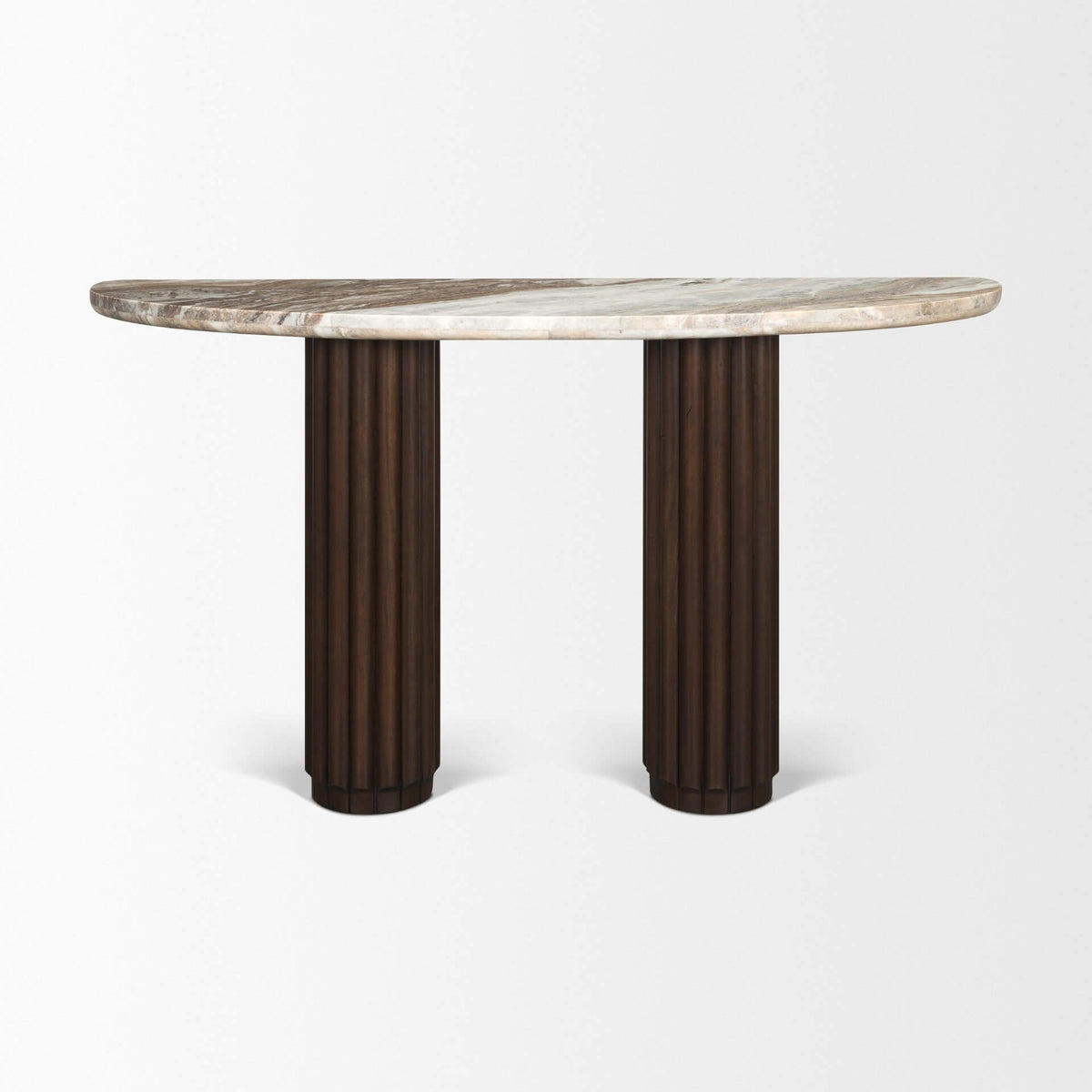 MERCANA MARBRELLO PINK MARBLE FLUTED WOOD CONSOLE TABLE  71287-AB