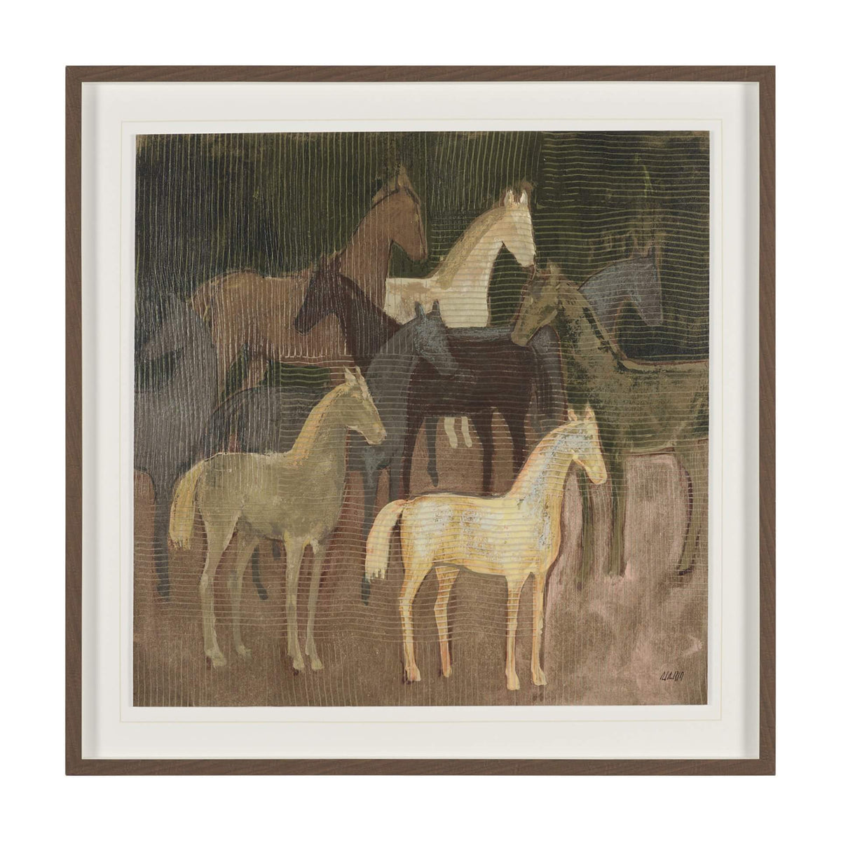 MERCANA HORSE HERD ARTWORK UNDER GLASS 16255