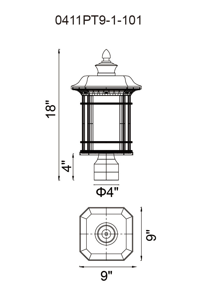 CWI LIGHTING BLACKBURN 1 LIGHT OUTDOOR BLACK LANTERN HEAD 0411PT9-1-101