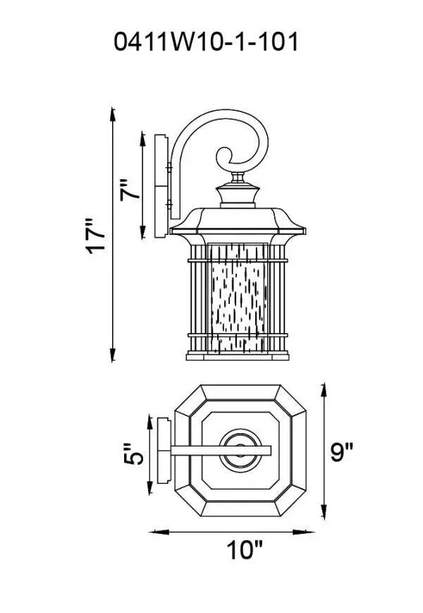 CWI LIGHTING BLACKBURN 1 LIGHT OUTDOOR BLACK WALL LANTERN 0411W10-1-101