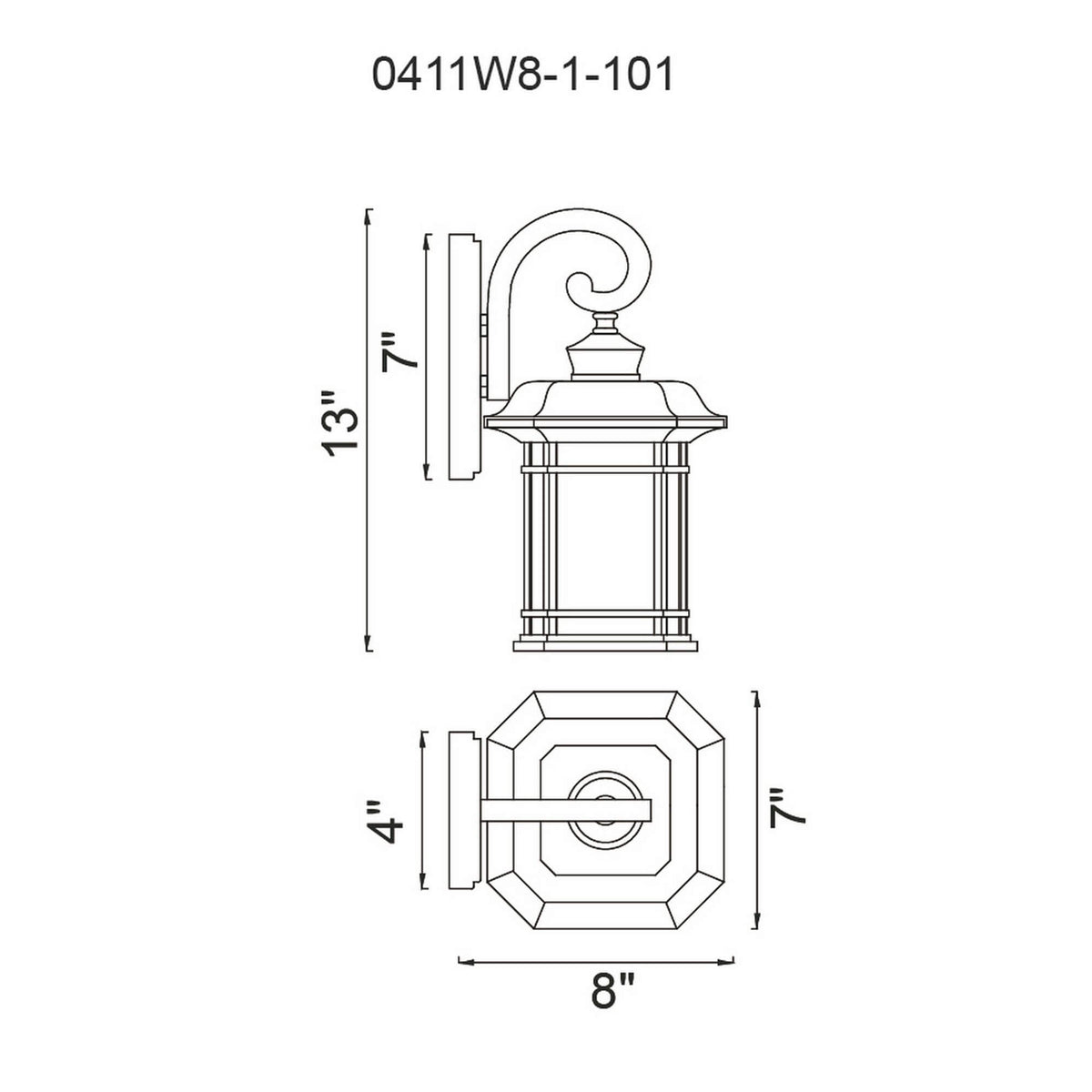 CWI LIGHTING  BLACKBURN 1 LIGHT OUTDOOR BLACK WALL LANTERN  0411W8-1-101