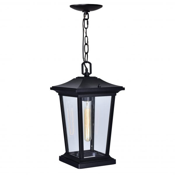 CWI LIGHTING LEAWOOD 1 LIGHT BLACK OUTDOOR HANGING LIGHT 0413P8-1-101