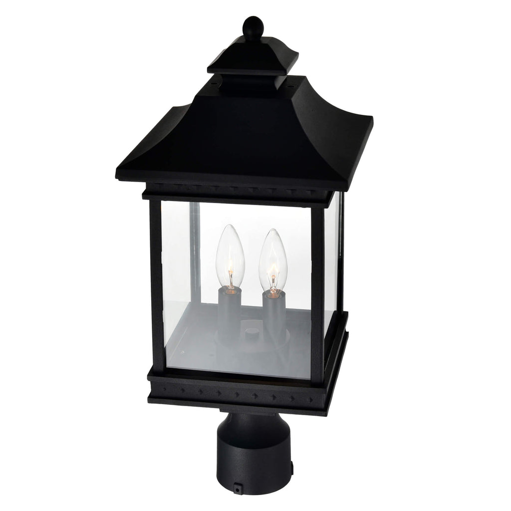 CWI LIGHTING CLEVELAND 2 LIGHT BLACK OUTDOOR LANTERN HEAD 0416PT9-2-101