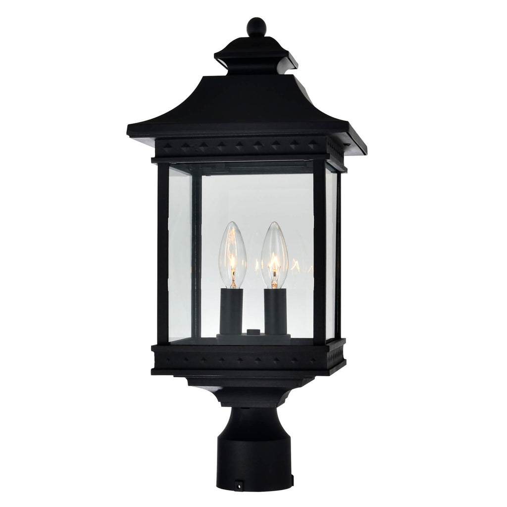 CWI LIGHTING CLEVELAND 2 LIGHT BLACK OUTDOOR LANTERN HEAD 0416PT9-2-101