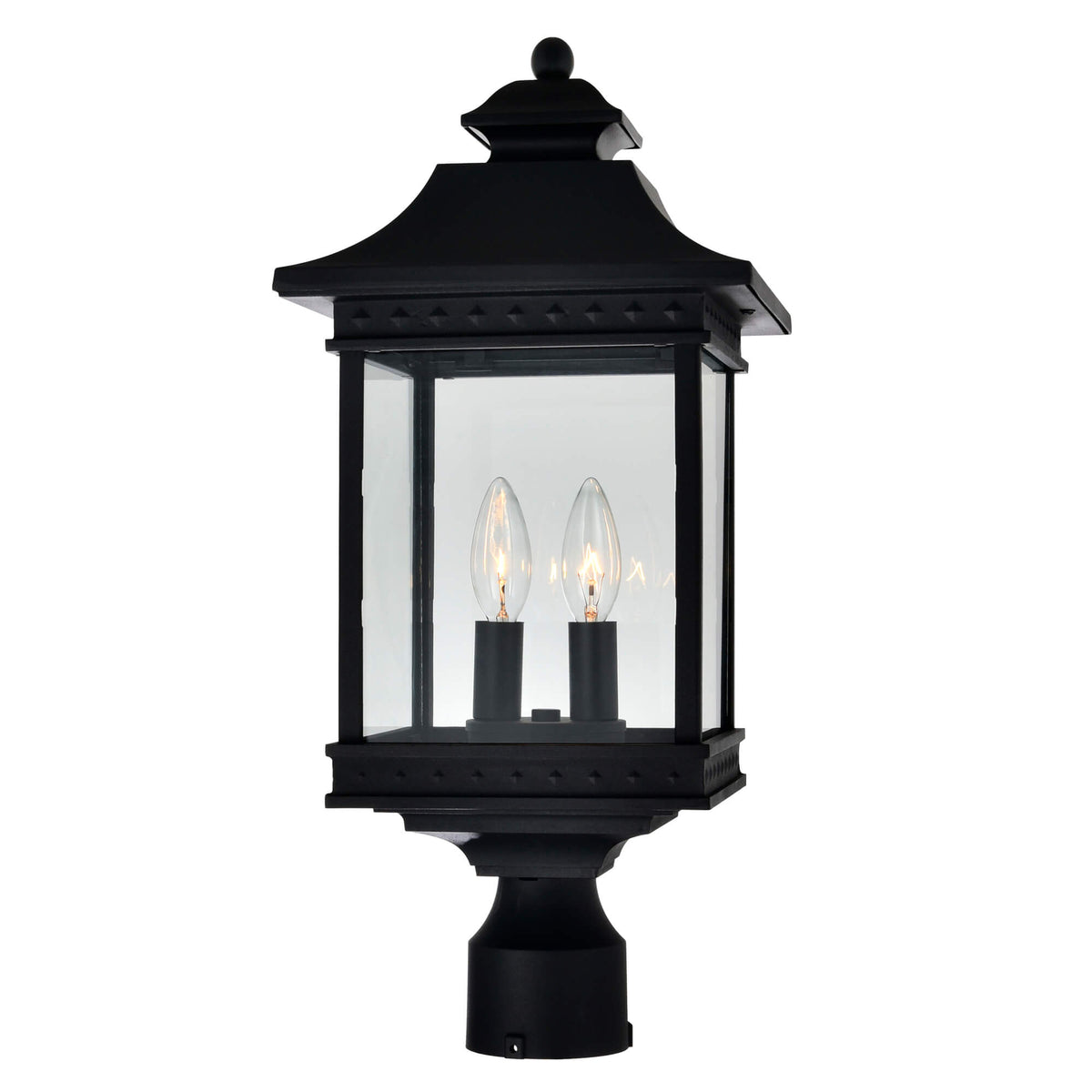 CWI LIGHTING CLEVELAND 2 LIGHT BLACK OUTDOOR LANTERN HEAD 0416PT9-2-101