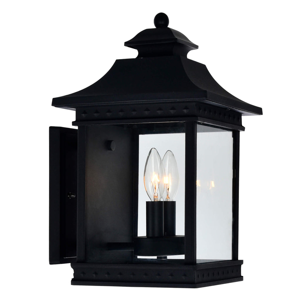 CWI LIGHTING  CLEVELAND 2 LIGHT BLACK OUTDOOR WALL LIGHT  0416W9-A-2-101