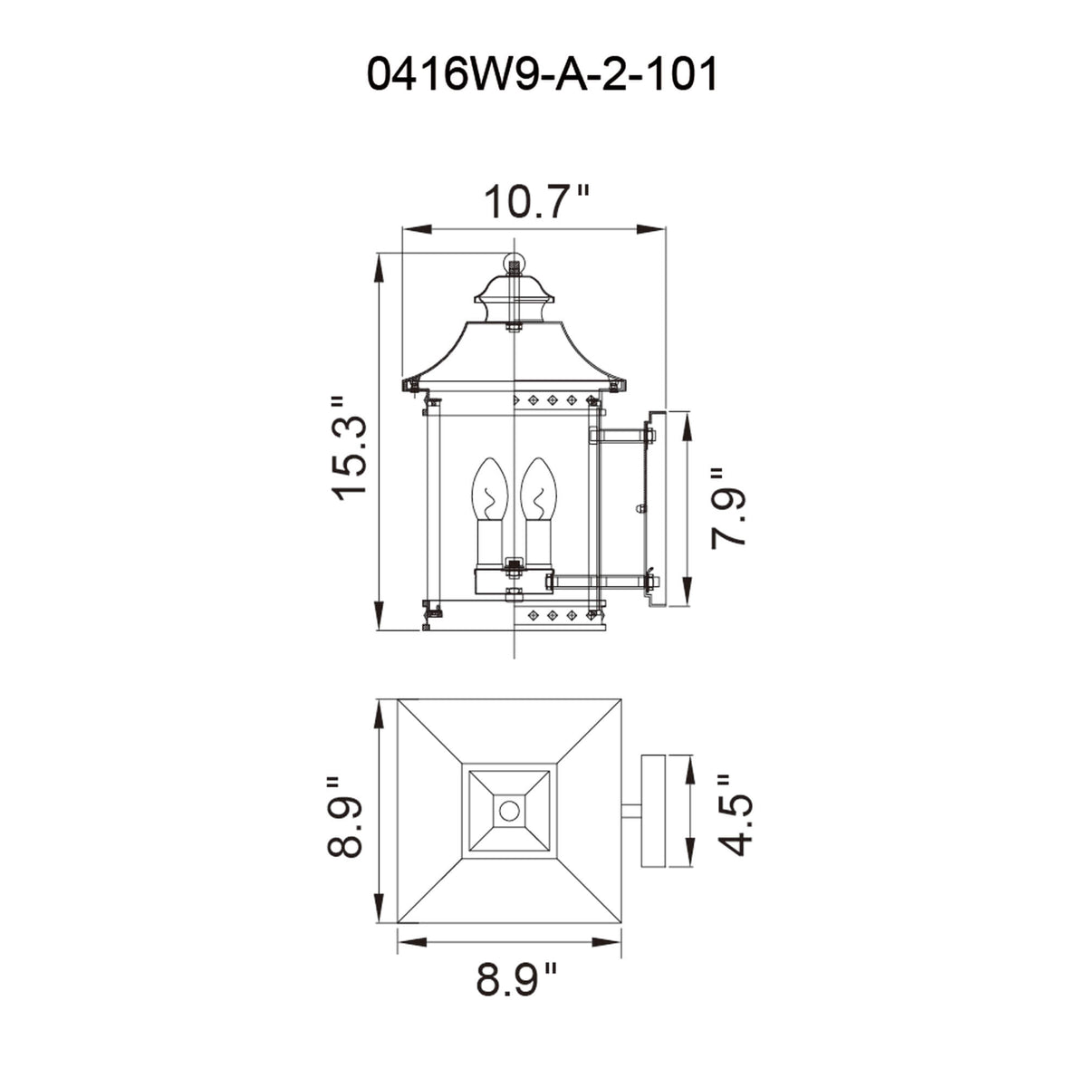 CWI LIGHTING  CLEVELAND 2 LIGHT BLACK OUTDOOR WALL LIGHT  0416W9-A-2-101