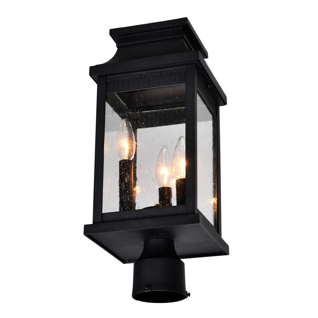 CWI LIGHTING  MILFORD 3 LIGHT OUTDOOR BLACK LANTERN HEAD 0418PT7S-3
