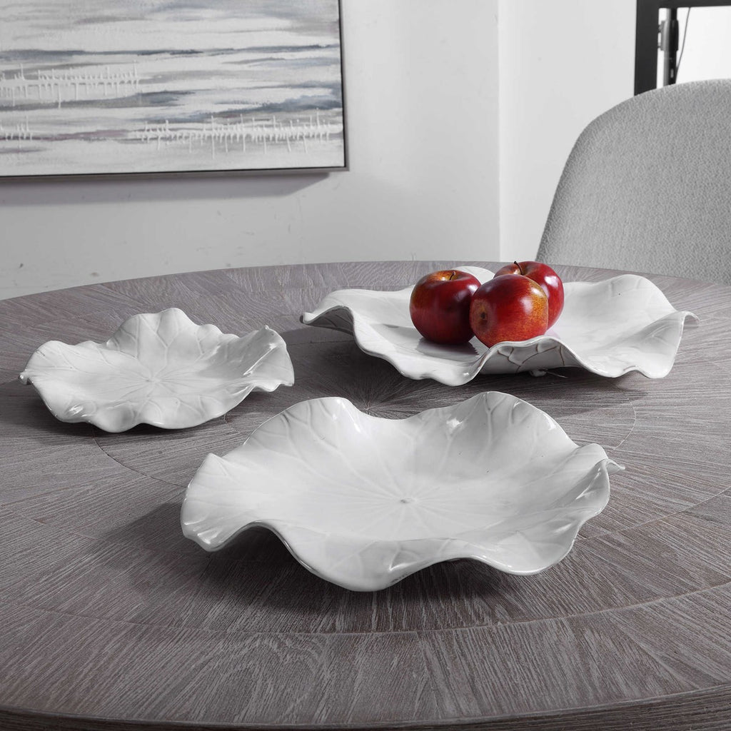 Uttermost Abella Ceramic Wall Decor S/3, White 04234