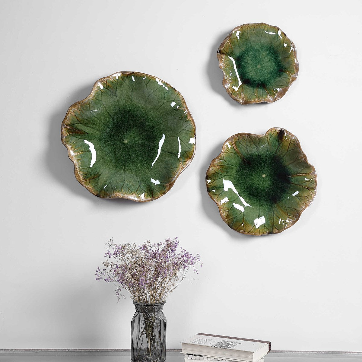 Uttermost Abella Green Ceramic Wall Decor S/3 04247