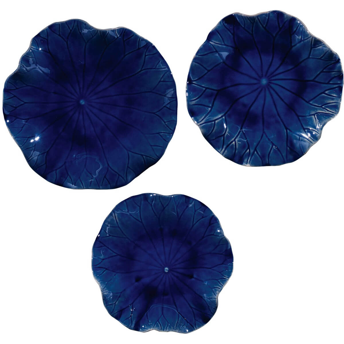 UTTERMOST ABELLA CERAMIC WALL DECOR COBALT SET OF THREE 04253