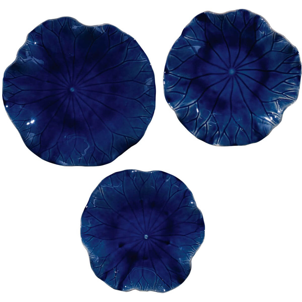 UTTERMOST ABELLA CERAMIC WALL DECOR COBALT SET OF THREE 04253