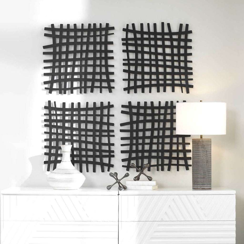 UTTERMOST GRIDLINES METAL WALL DECOR BLACK 04293