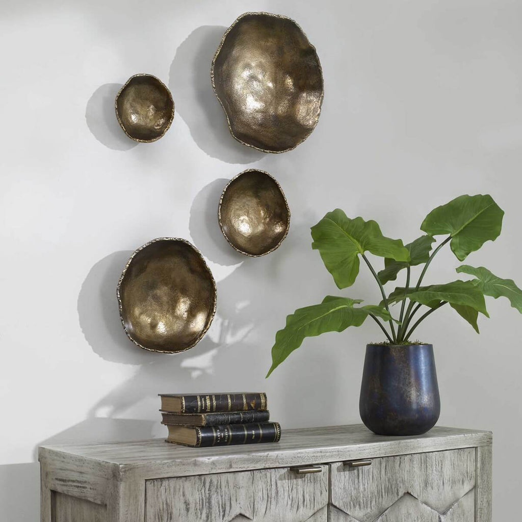 UTTERMOST LUCKY COINS METAL WALL DECOR BRASS S/4  04299