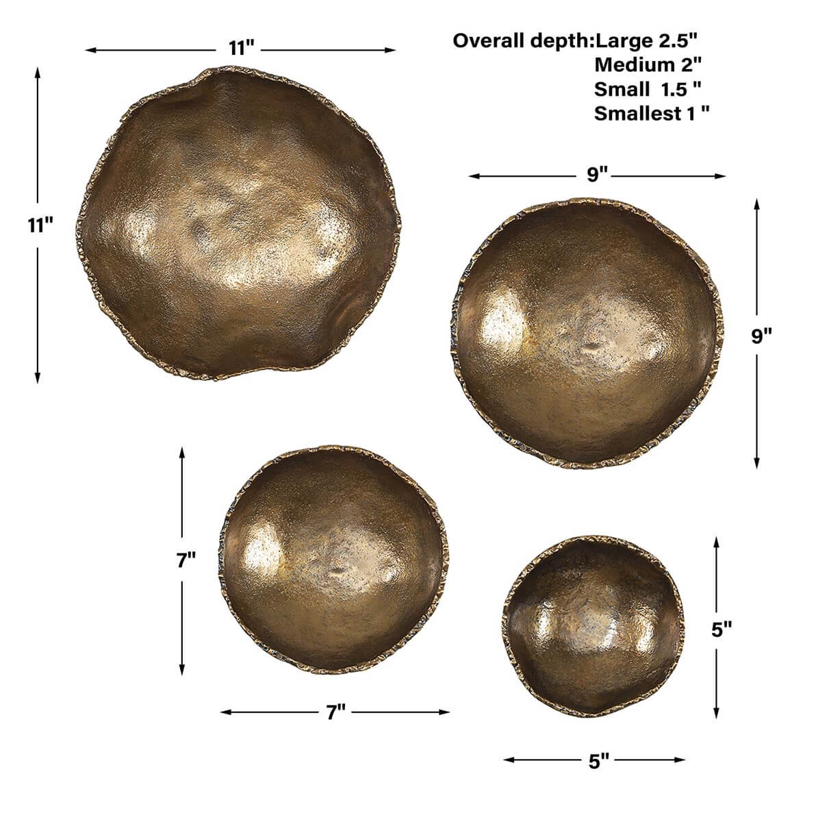 UTTERMOST LUCKY COINS METAL WALL DECOR BRASS S/4  04299