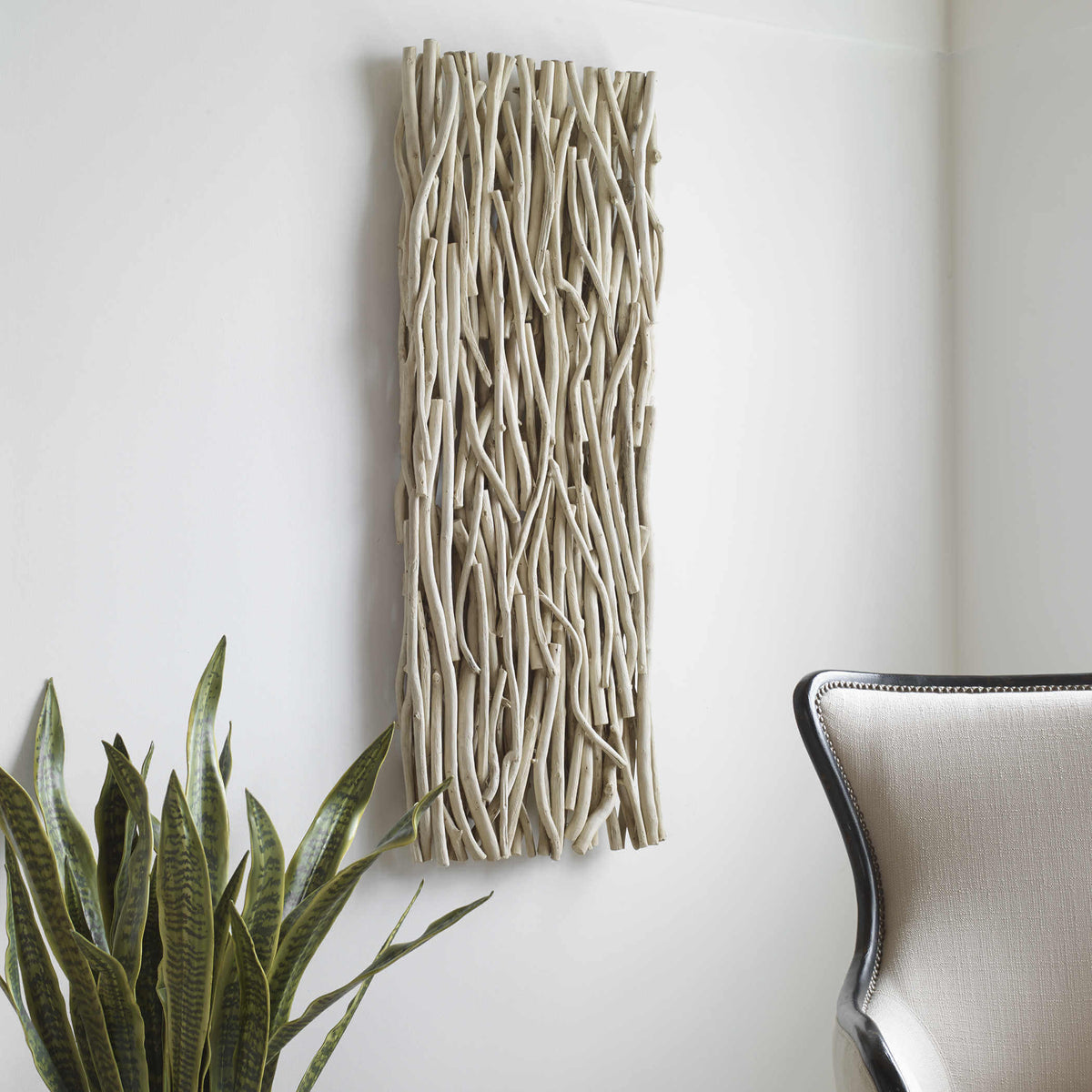 UTTERMOST GATHERED TEAK WOOD WALL DECOR BLEACHED 04326