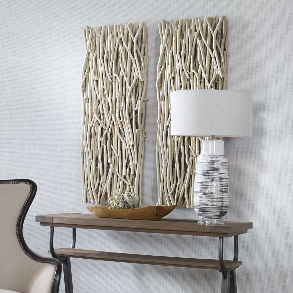 UTTERMOST GATHERED TEAK WOOD WALL DECOR BLEACHED 04326