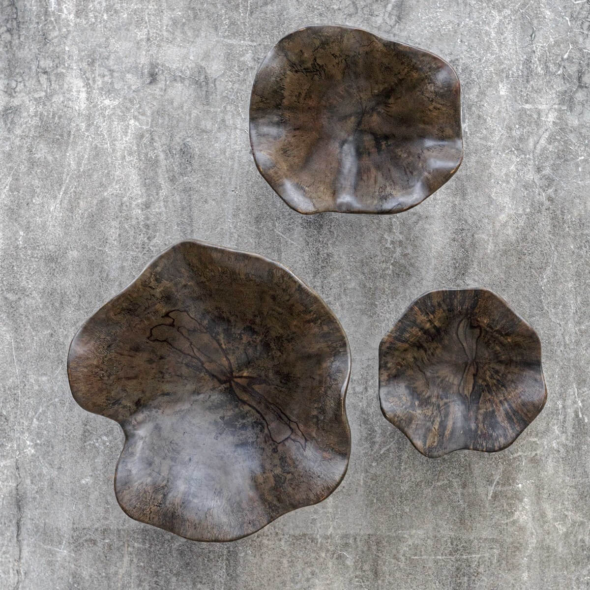 UTTERMOST TEO WOOD WALL DECOR MOCHA S/3 04361