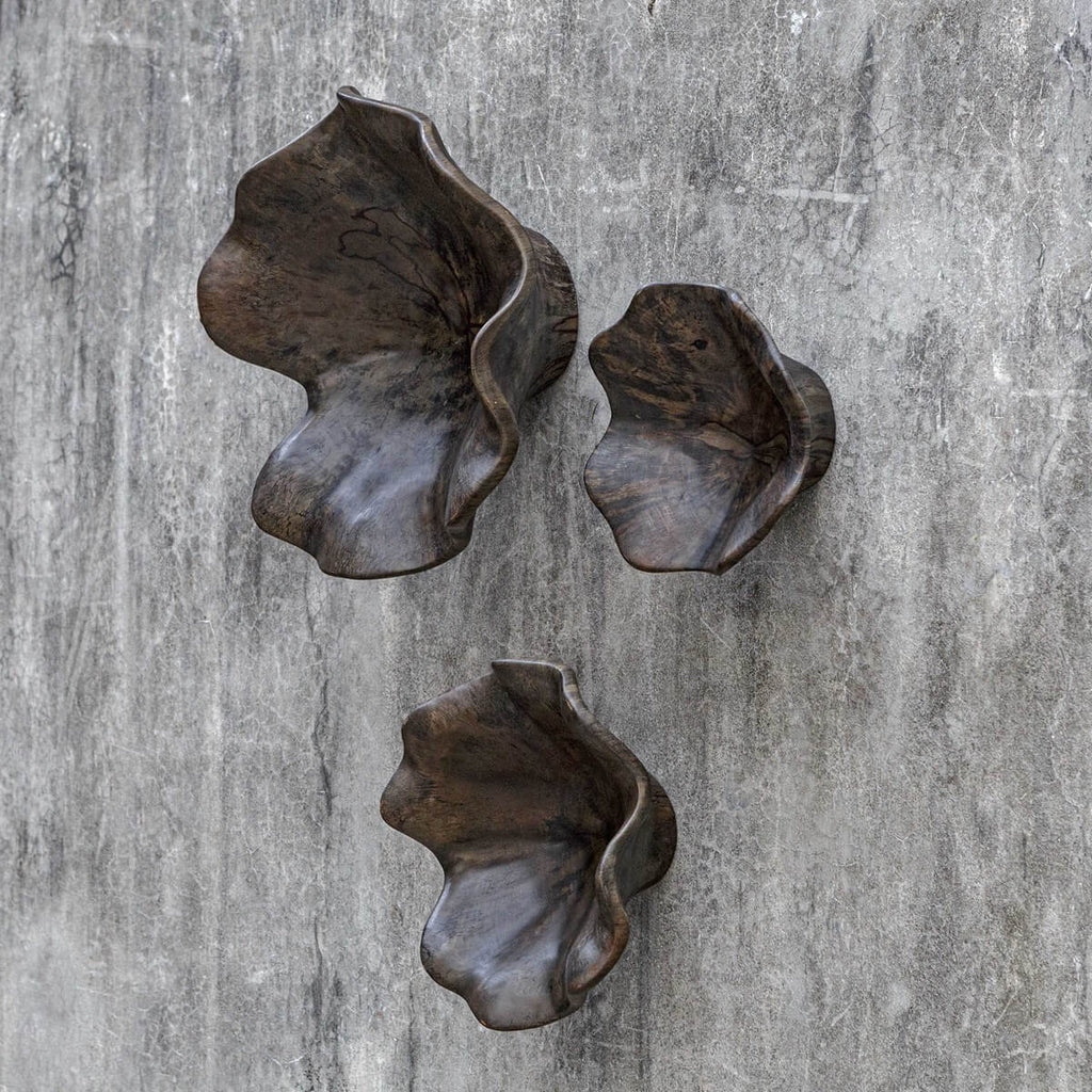 UTTERMOST TEO WOOD WALL DECOR MOCHA S/3 04361
