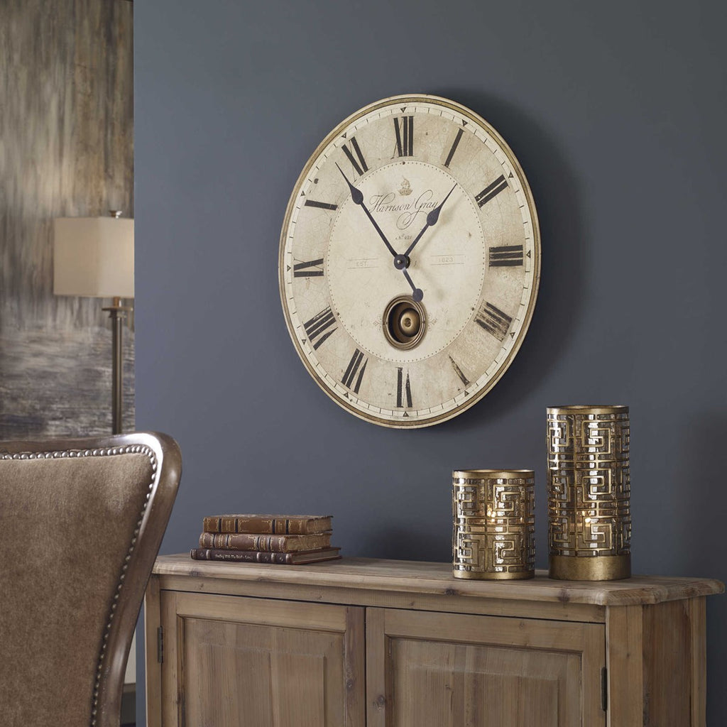 UTTERMOST HARRISON GRAY 23" WALL CLOCK 06032