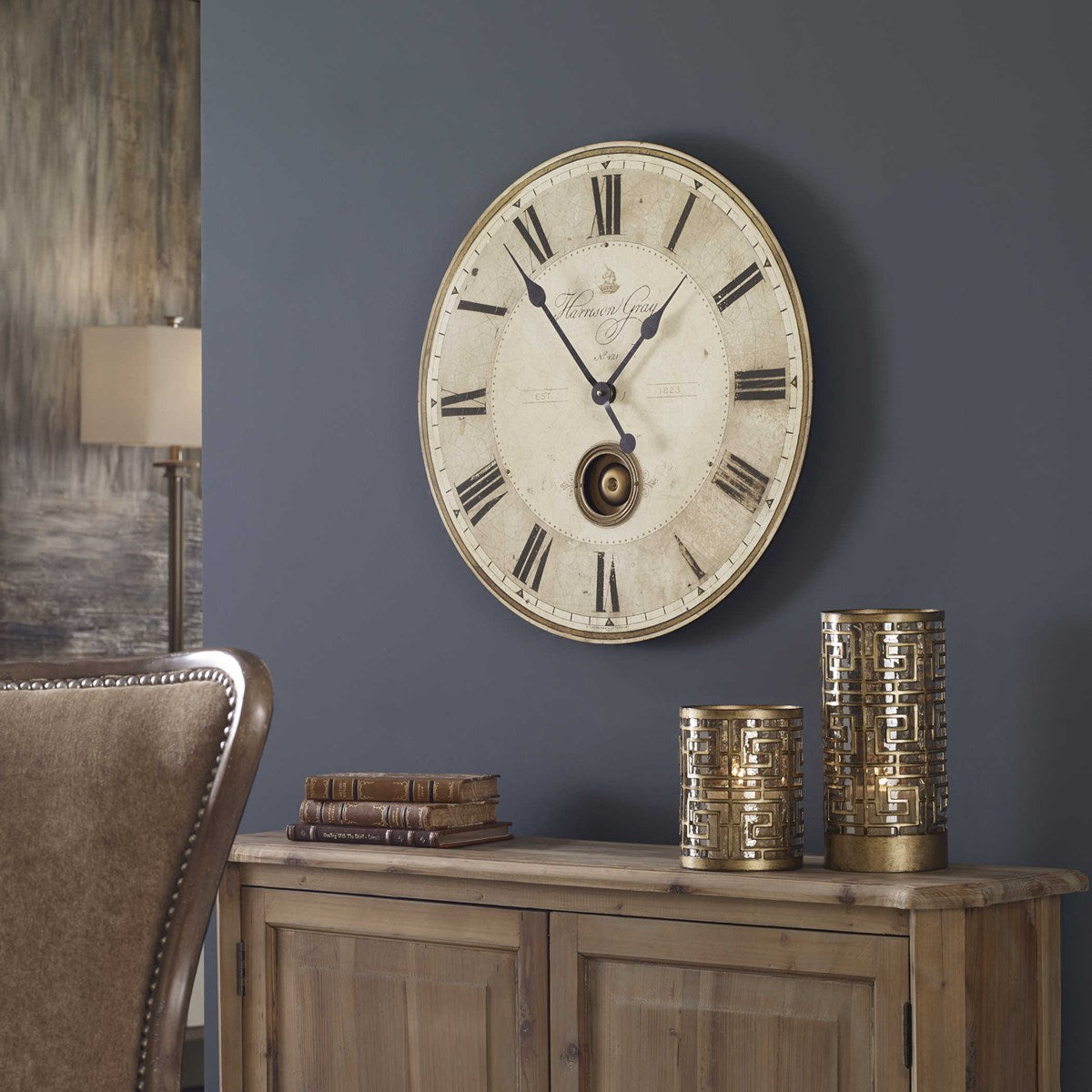 UTTERMOST HARRISON GRAY 23" WALL CLOCK 06032