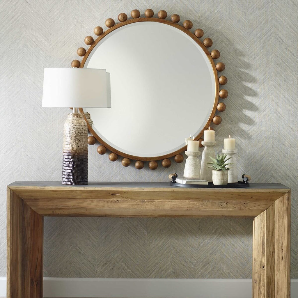 UTTERMOST CYRA WOOD ROUND MIRROR WALNUT 08176