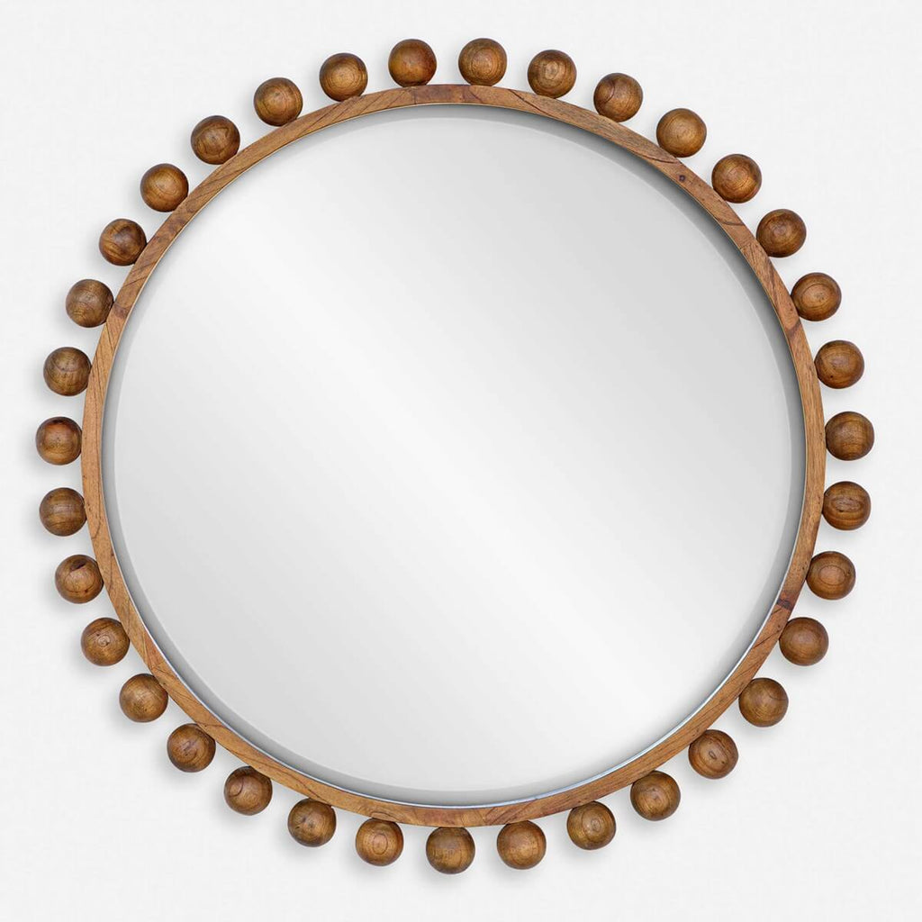 UTTERMOST CYRA WOOD ROUND MIRROR WALNUT 08176
