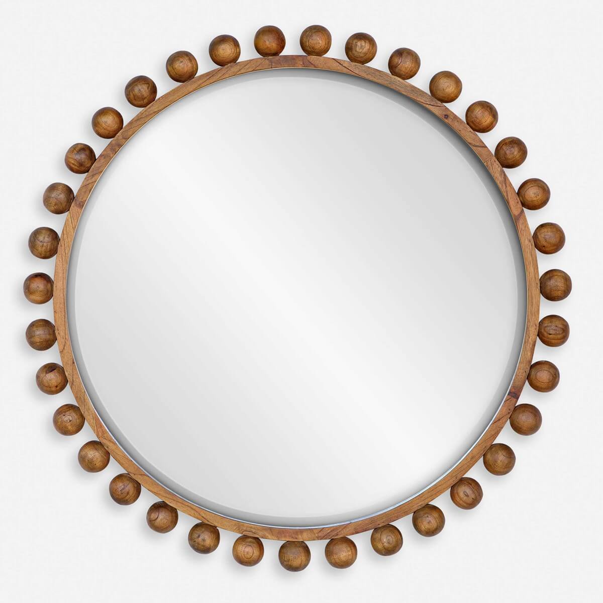 UTTERMOST CYRA WOOD ROUND MIRROR WALNUT 08176
