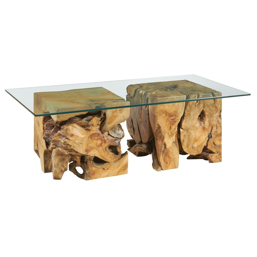 HAMMARY SQUARE ROOT TABLE WITH GLASS TOP 090-1015R