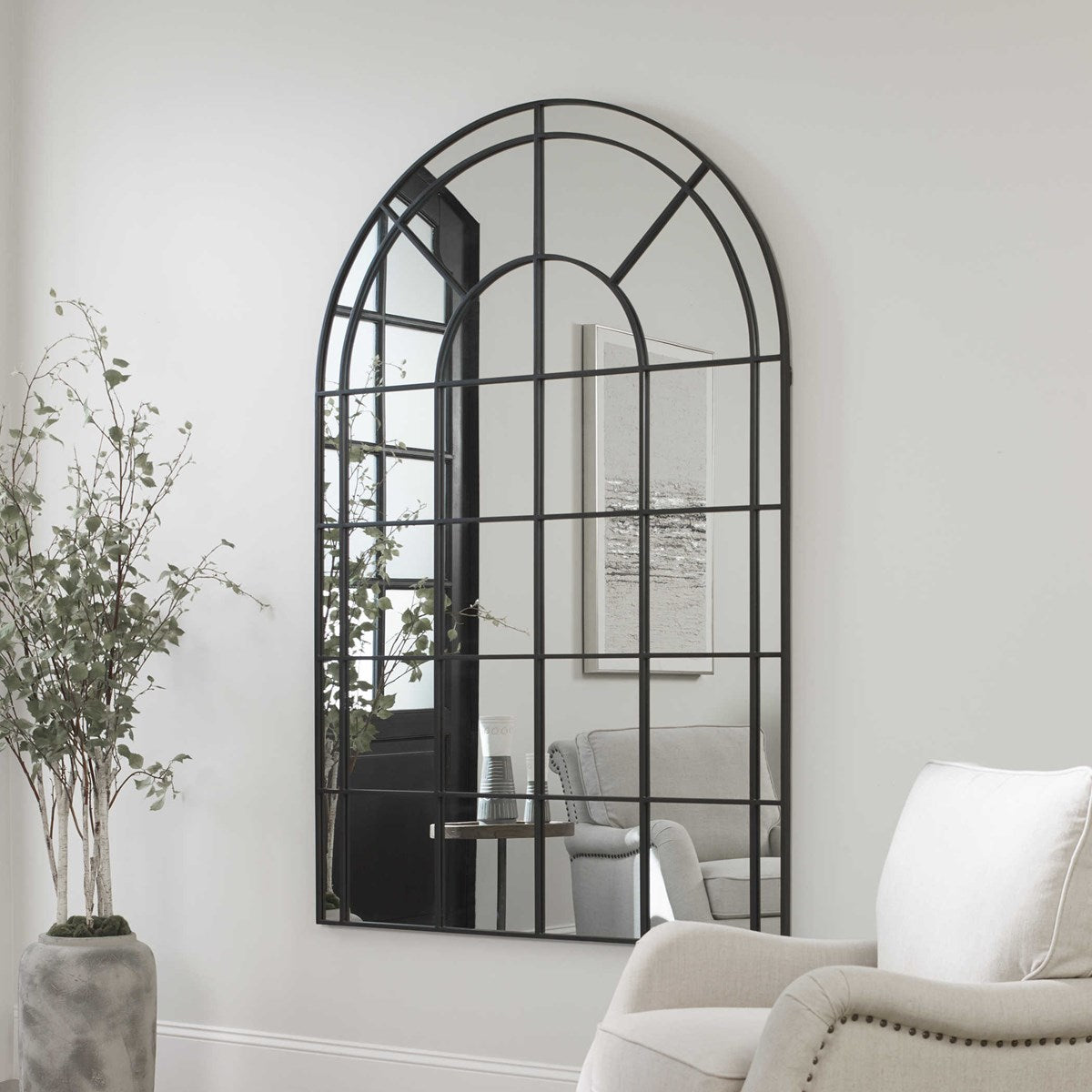 Uttermost Grantola Black Arch Iron Mirror 09698