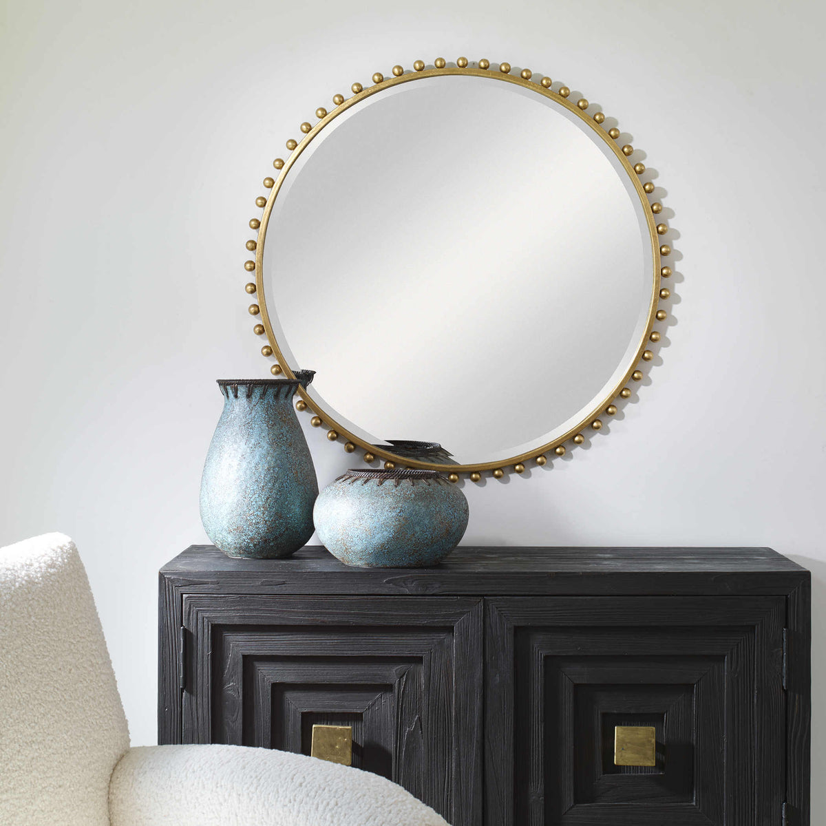 UTTERMOST TAZA ROUND MIRROR GOLD 09777