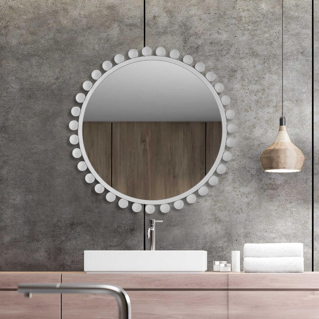 UTTERMOST CYRA ROUND MIRROR WHITE 09788