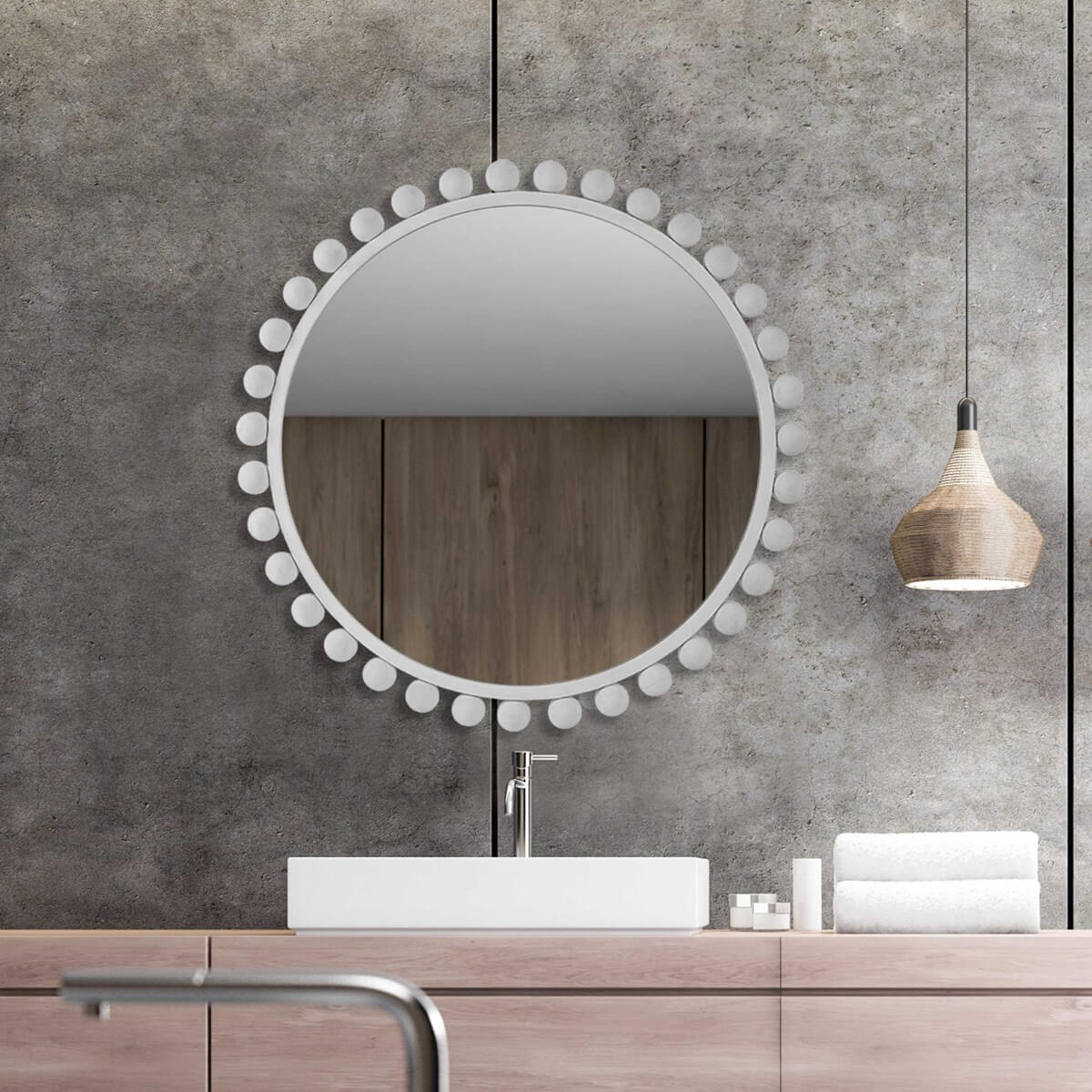 UTTERMOST CYRA ROUND MIRROR WHITE 09788