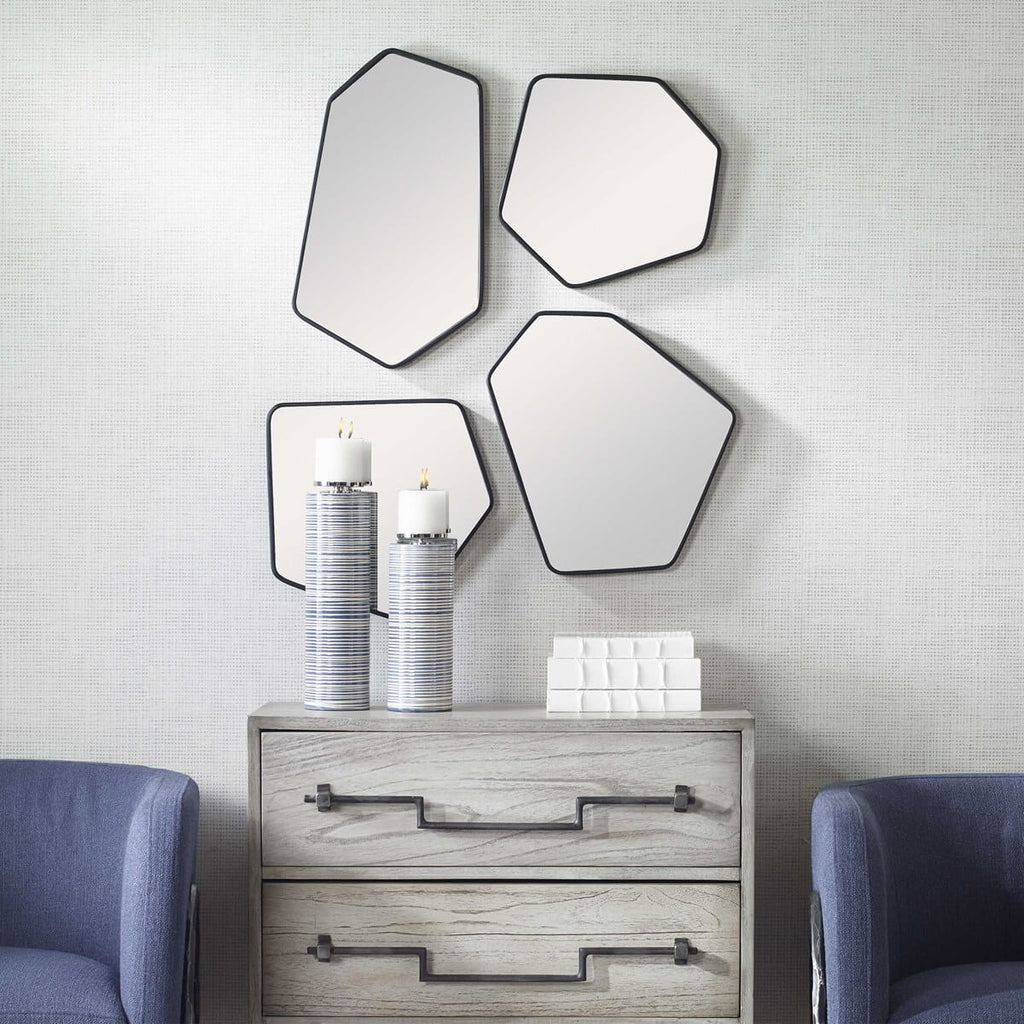 UTTERMOST  LINNEAH MIRRORS BLACK SET OF FOUR 09813