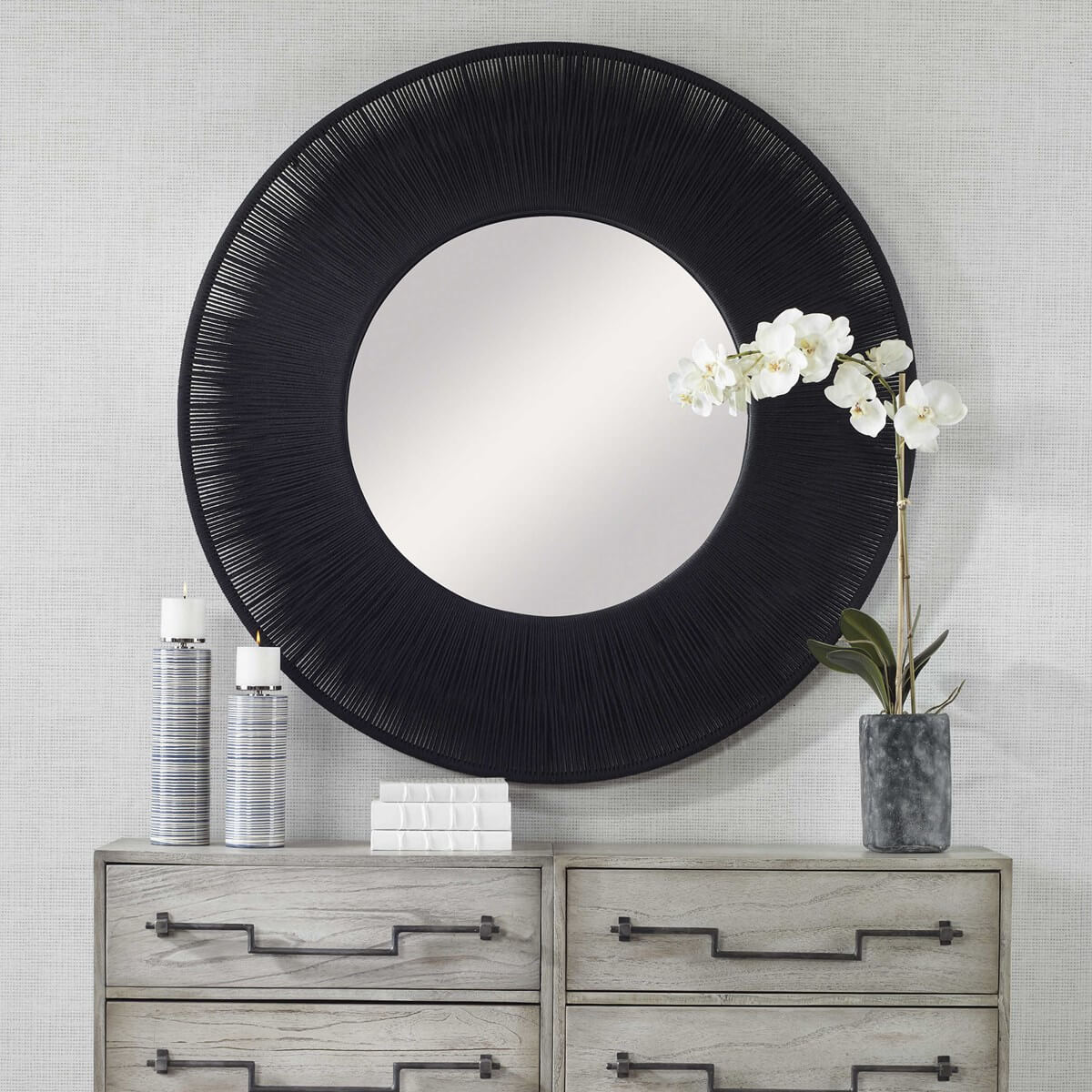 UTTERMOST SAILOR'S KNOT ROUND MIRROR BLACK 09823
