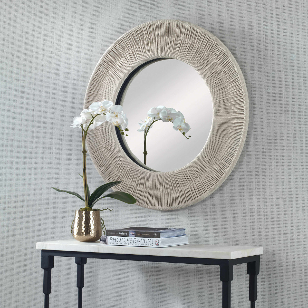 UTTERMOST SAILOR'S KNOT SMALL ROUND MIRROR WHITE 09824