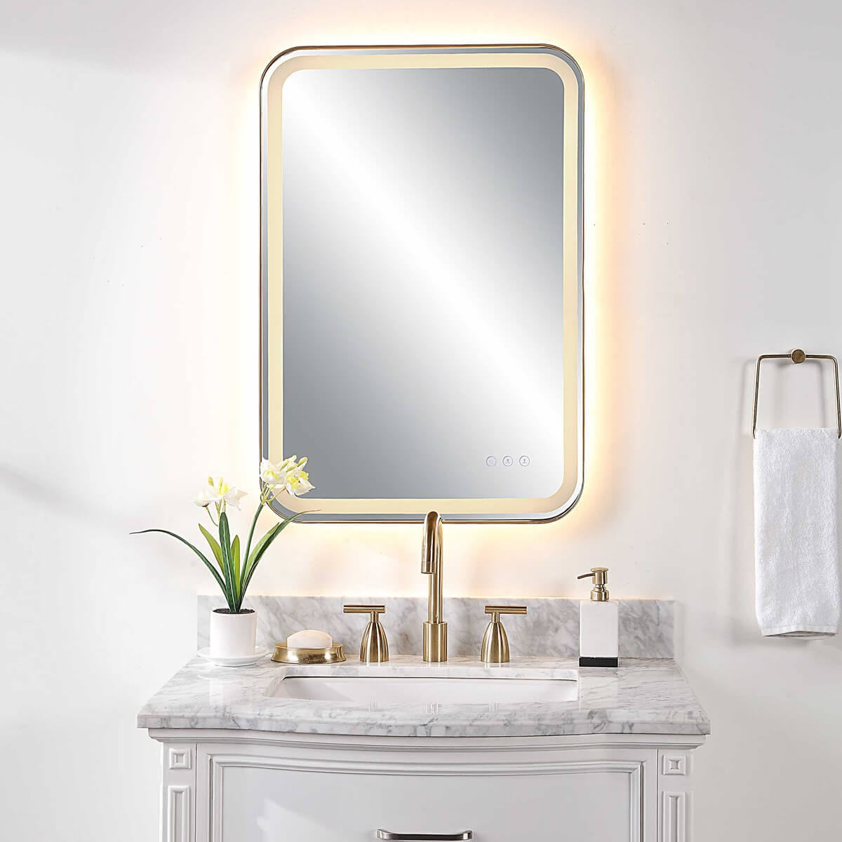 UTTERMOST CROFTON LIGHTED VANITY MIRROR BRASS 09862